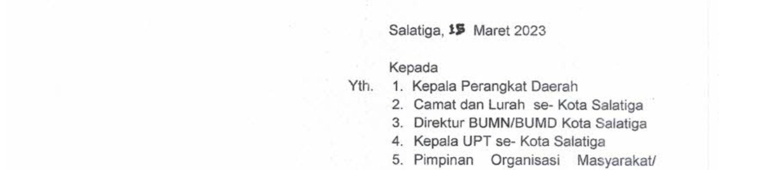 SURAT EDARAN WALI KOTA SALATIGA NOMOR: 551.1/0337 TENTANG PENGATURAN, PENJAGAAN, PENGAWALAN, DAN ATAU PATROLI