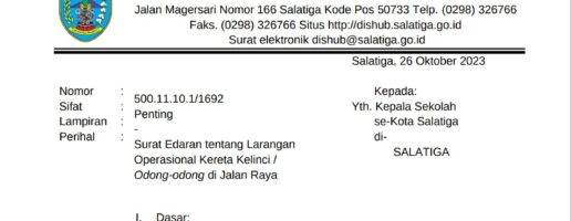 SURAT EDARAN TENTANG LARANGAN OPERASIONAL KERETA KELINCI / ODONG-ODOONG DI JALAN RAYA